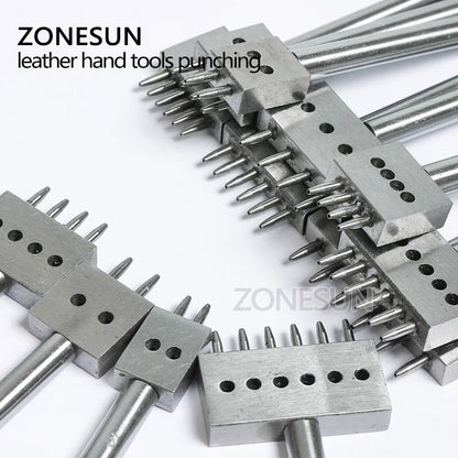 ZONESUN Leather Hole Punches Spacing 4 5 6mm Diy Hand Perforated Round Stitching Punch Tools Hole Cut Leather Punching Tool