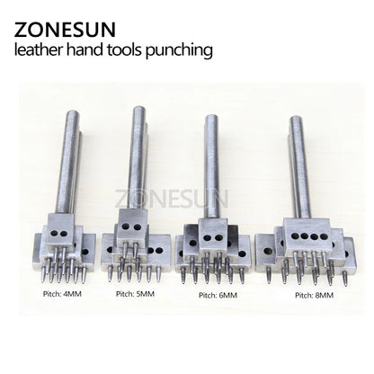 ZONESUN Leather Hole Punches Spacing 4 5 6mm Diy Hand Perforated Round Stitching Punch Tools Hole Cut Leather Punching Tool