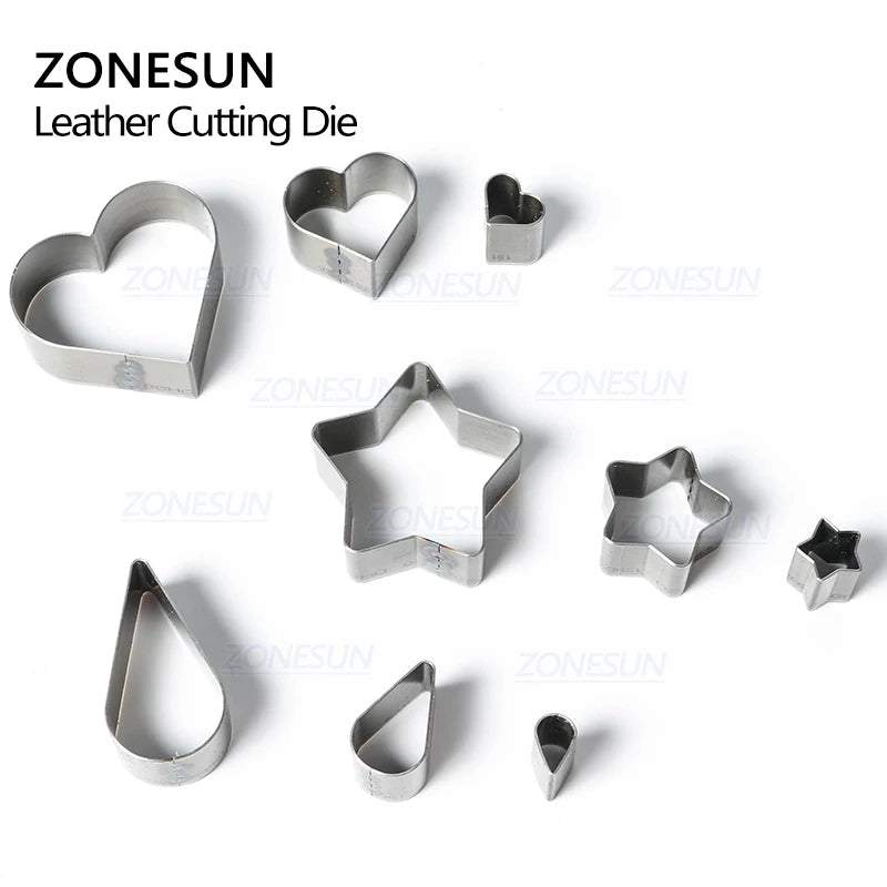 ZONESUN Full Steel Leather Cutting Die Steel Rule Die Heart Star Teardrop Mold Punching Clicker Die For Cutting Out Leather PVC