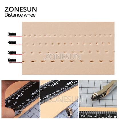 ZONESUN 3mm 4mm 5mm 6mm Leather Cloth Paper Overstitch Wheel DIY Sewing Leather Craft Tool Steel Tooth Type Mark Scraper