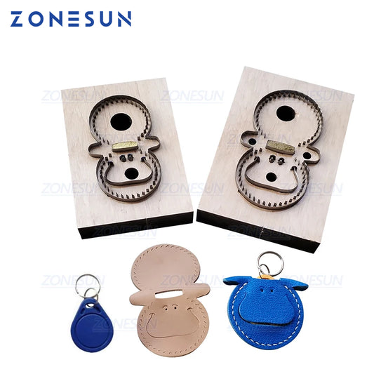 ZONESUN C4  Entrance Card Holder Custom Leather Cutting Die Handicraft Punching Tool DIY Paper Clicker Die Wooden Template
