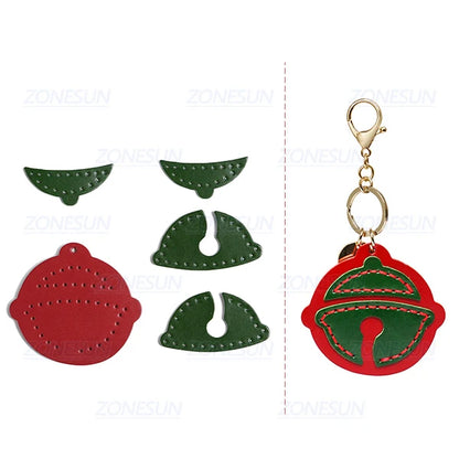 ZONESUN Christmas Tree Bell Custom Leather Cutting Die Leather Diy Craft Tool Key Chain Wooden Template Punch Cut Steel Rule Die