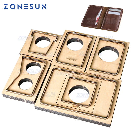 ZONESUN Japan Steel Blade DIY Wood Dies Stencil for Leather Craft Card Holder Die Cut Knife Mould Set Hand Punch Tool 5pcs