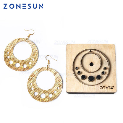ZONESUN T6 DIY Custom Cutter Leather Earring Cutting Die Leather Cut Out Earring Punch Hand Tool Cut Knife Mould