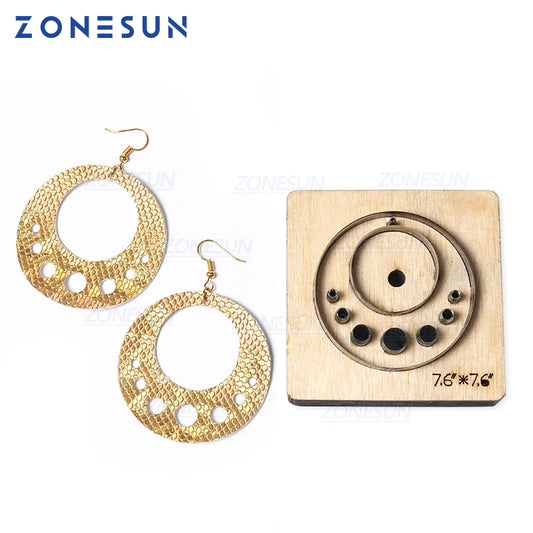 ZONESUN T6 DIY Custom Cutter Leather Earring Cutting Die Leather Cut Out Earring Punch Hand Tool Cut Knife Mould