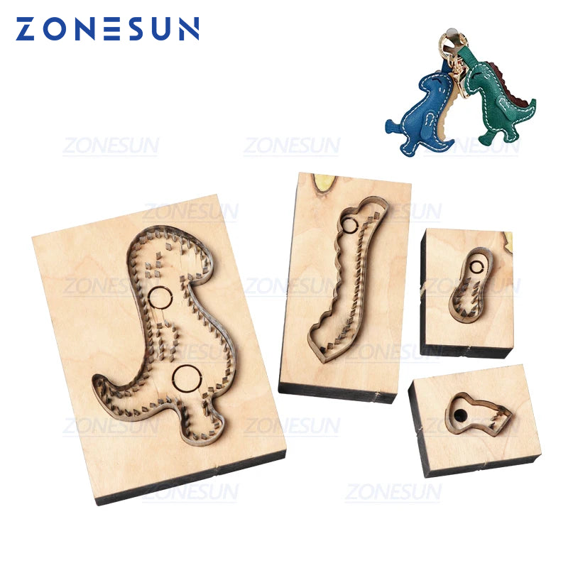 ZONESUN Custom Dinosaur Leather Key Chain Die Cuts For Handmade Key Ring DIY Hang Decoration Cutting Clicker Die Steel Rule Die