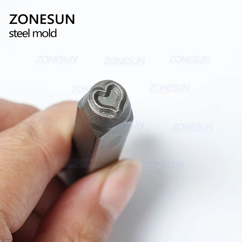ZONESUN Heart Jewelry Stamping Metal Alphabet LOGO Steel Stamps Mold Marking Tool For Gold Ring Bracelet Necklace