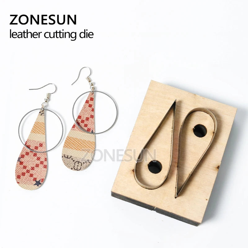 ZONESUN Custom Drop Shape Leather Earring Paper Cutting Die Tool For Die Cutting Machine DIY Punching Clicker Steel Rule Die