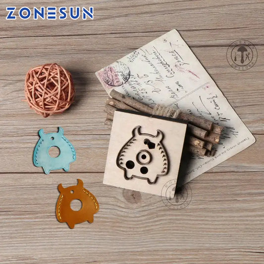 ZONESUN monster key fob ring cover earphone customized leather cutting click press steel rule die handmade handicraft diy gift