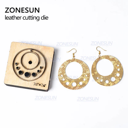 ZONESUN T6 DIY Custom Cutter Leather Earring Cutting Die Leather Cut Out Earring Punch Hand Tool Cut Knife Mould