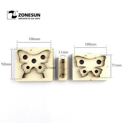 ZONESUN Leather Craft Butterfly Shape Die, Japan Steel Blade, Art Template, Cutting Mould, Handmade Punching Tools, 3 Pcs Set