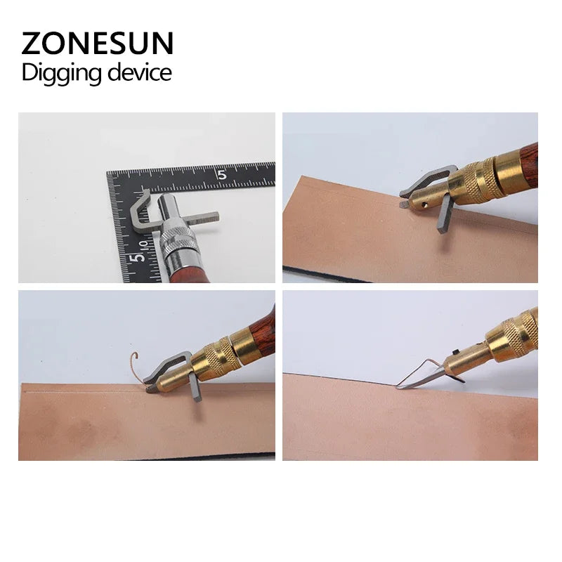 ZONESUN 5 in1 Leather Edge Stitching Groover Craft Tool Edge Stitching Groover Leather Craft Groove