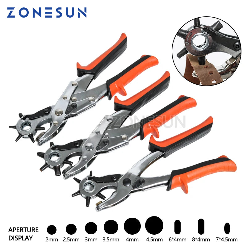 ZONESUN Leather Hole Punch Stitching Pliers Punch Tool Round Hole Perforator For Leather Strap Watch Band Belt Hollow Puncher
