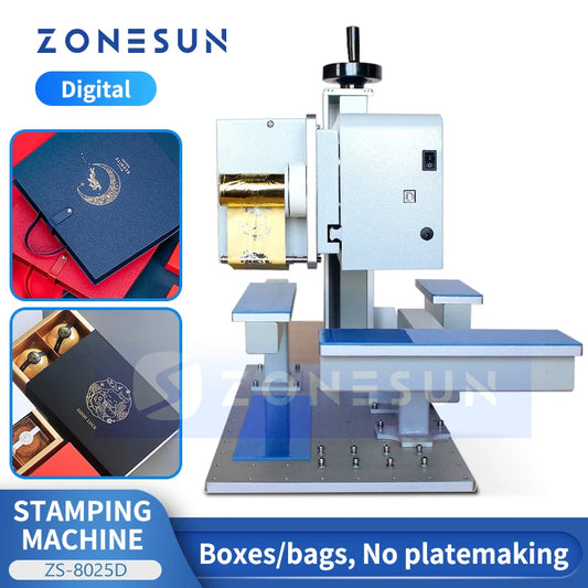ZONESUN Digital Control Foil Printing Machine for Box Bag Paper, Hollow Packs, No Platemaking, Stamping Press ZS-8025D