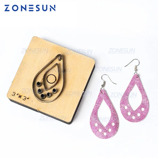 ZONESUN T1 DIY Custom Cutter Leather Earring Cutting Die Leather Cut Out Earring For Steel Rule Die Cutting Machine Press Tools