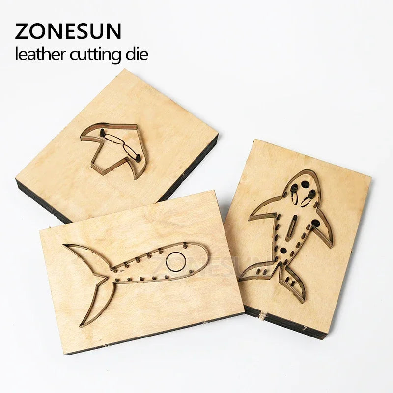 ZONESUN Shark Leather Cutting Die DIY Key Chain Wooden Punching Die Handcraft Template Cutting Mould Cutter Tool