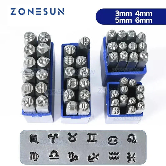 ZONESUN Leather stamp Jewelry Metal Stamps Symbols Leather Stamping Tools Steel Metal Tool For Bracelet Necklace