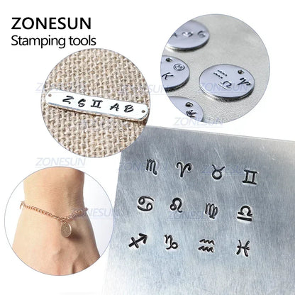 ZONESUN Leather stamp Jewelry Metal Stamps Symbols Leather Stamping Tools Steel Metal Tool For Bracelet Necklace