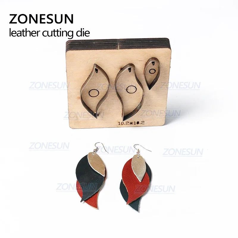 ZONESUN T9 Blade DIY Wood Dies Stencil for Leather Craft Card Holder, Die Cut Knife Mould Set, Hand Punch Tool, Leather Earring