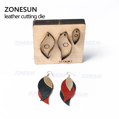 ZONESUN T9 Blade DIY Wood Dies Stencil for Leather Craft Card Holder, Die Cut Knife Mould Set, Hand Punch Tool, Leather Earring