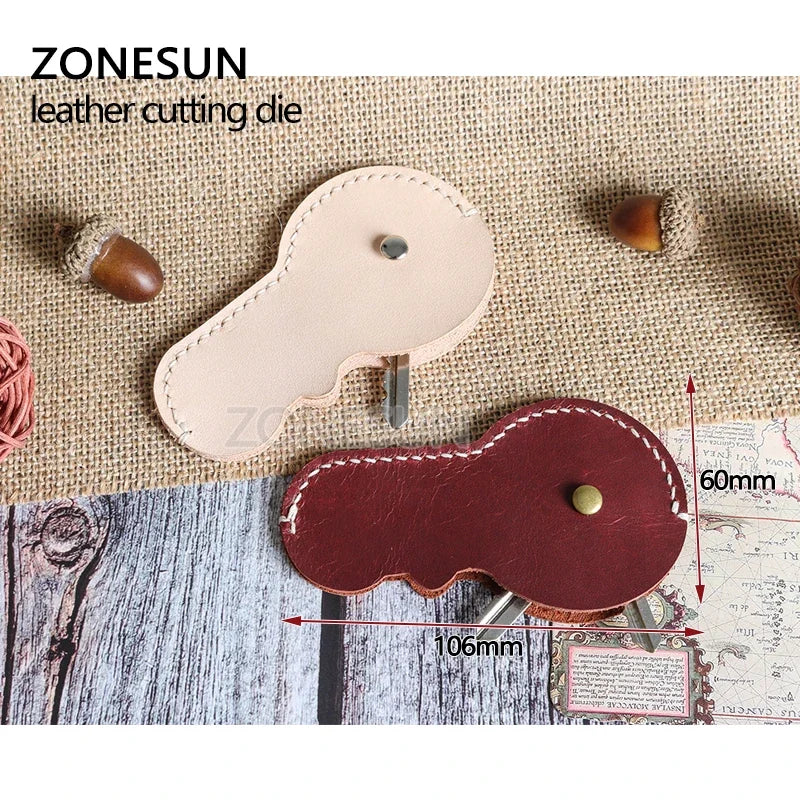 ZONESUN D103 Customized leather cutting die DIY Key Ring Wooden Template Knife Punching Key Chain Cutting Mould Cutter