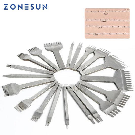 ZONESUN 4mm Distance Leather Hole Punch Stitching Chisel Tool Hole Size 2mm Pricking Lron Diamond Leather craft Sewing Tool