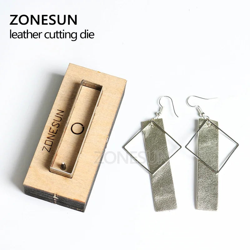 ZONESUN leather earring cutting dies rectangle shape leather paper earring decoration cutting steel rule click press die