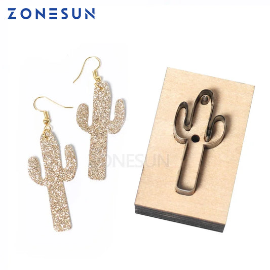 ZONESUN DIY Cutter Leather Earring Cutting Die Cactus Leather Decoration Earring Template For Die Cutting Machine Clicker Die