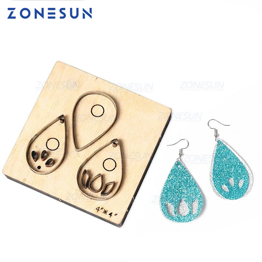 ZONESUN T11 DIY Custom Cutter Leather Earring Cutting Die Leather Cut Out Earring For Steel Rule Die Cutting Machine Press Tools