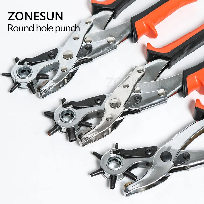 ZONESUN Leather Hole Punch Stitching Pliers Punch Tool Round Hole Perforator For Leather Strap Watch Band Belt Hollow Puncher