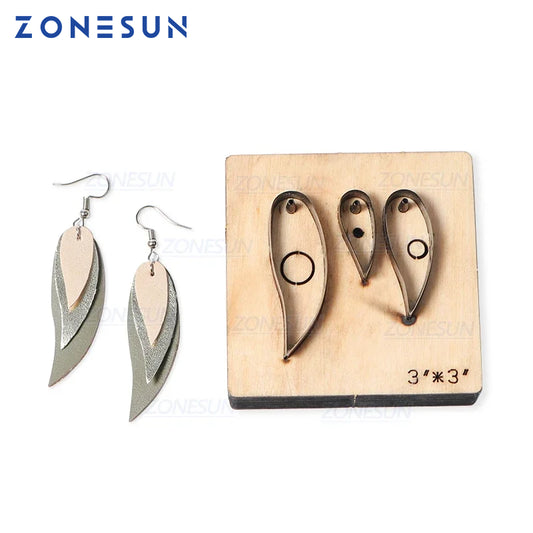 ZONESUN H6 DIY Custom Cutter Leather Earring Cutting Die Leather Cut Out Earring For Steel Rule Die Cutting Machine Press Tools