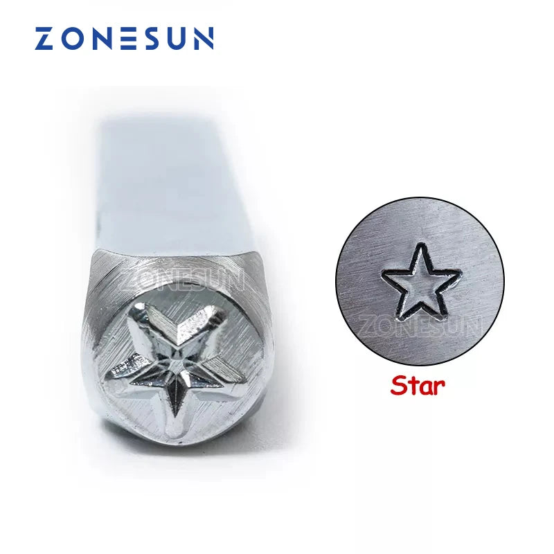 ZONESUN Star Jewelry Metal  Alphabet LOGO Steel Mold Metal Stamping Tools For Jewelry Gold Ring Bracelet Necklace
