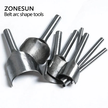 ZONESUN DIY 8PCS 10-50mm Leather Half-round Cutting Tool Belt Edge Shape Cutter Kits Leather Corner Cutter Belt Hollow Puncher