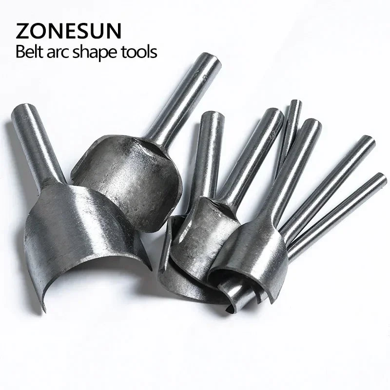 ZONESUN DIY 8PCS 10-50mm Leather Half-round Cutting Tool Belt Edge Shape Cutter Kits Leather Corner Cutter Belt Hollow Puncher