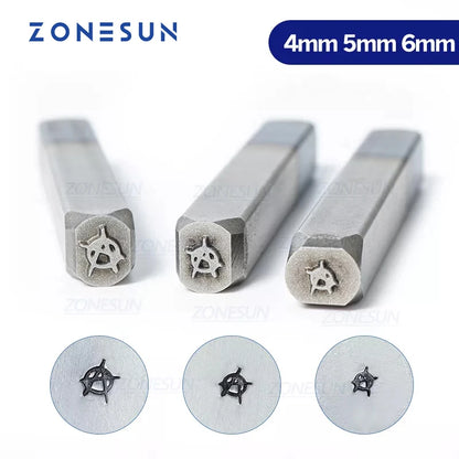 ZONESUN Anarchy Jewelry Stamping Metal Alphabet LOGO Steel Stamps Mold Marking Tool For Gold Ring Bracelet Necklace