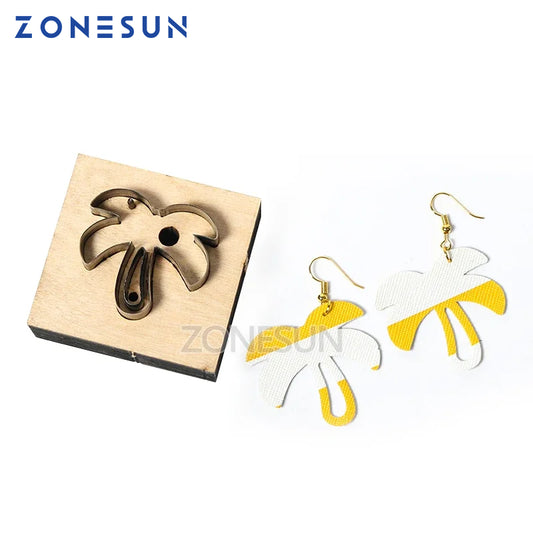 ZONESUN coconut tree custom leather paper earring decoration cutting steel rule click press die clicker tool handmade handicraft