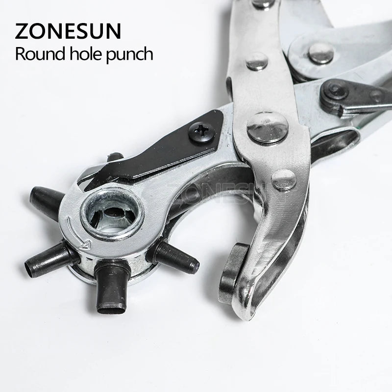 ZONESUN Leather Hole Punch Stitching Pliers Punch Tool Round Hole Perforator For Leather Strap Watch Band Belt Hollow Puncher