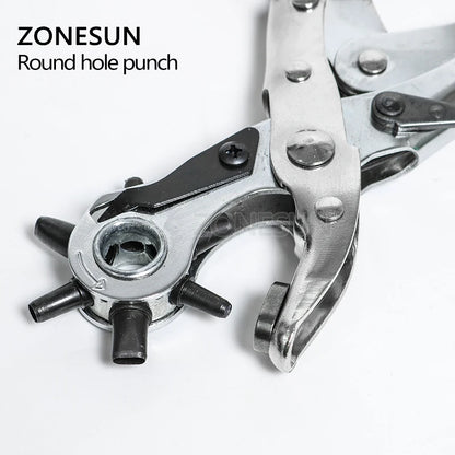 ZONESUN Leather Hole Punch Stitching Pliers Punch Tool Round Hole Perforator For Leather Strap Watch Band Belt Hollow Puncher