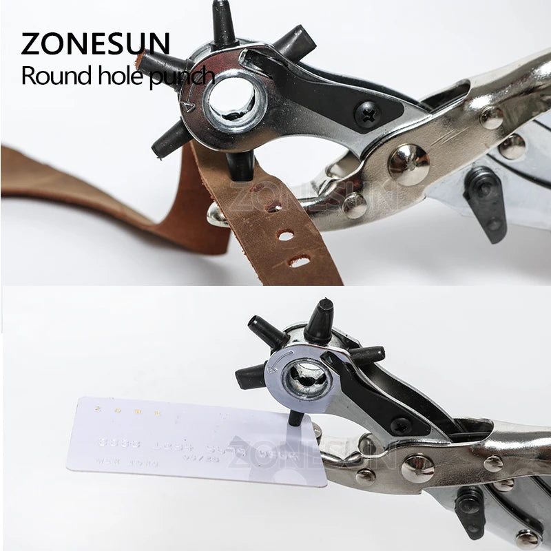 ZONESUN Leather Hole Punch Stitching Pliers Punch Tool Round Hole Perforator For Leather Strap Watch Band Belt Hollow Puncher