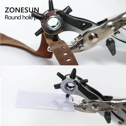 ZONESUN Leather Hole Punch Stitching Pliers Punch Tool Round Hole Perforator For Leather Strap Watch Band Belt Hollow Puncher