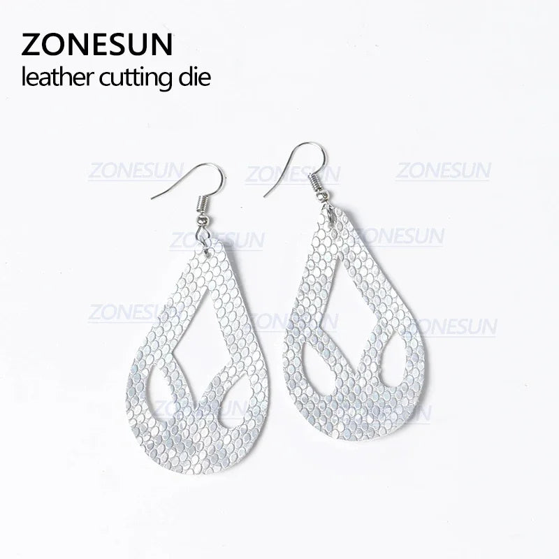 ZONESUN T7 DIY Custom Cutter Leather Earring Cutting Die Leather Cut Out Earring For Steel Rule Die Cutting Machine Press Tools