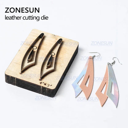 ZONESUN H2 DIY Custom Cutter Leather Earring Cutting Die Leather Cut Out Earring For Steel Rule Die Cutting Machine Press Tools