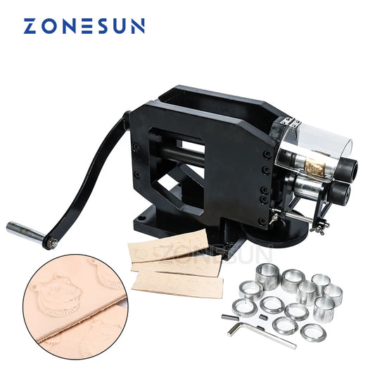ZONESUN leather embossing machine Cold Pressing Machine Embossing Repeating Pattern For Leather Belt Guitar Straps Logo stamping