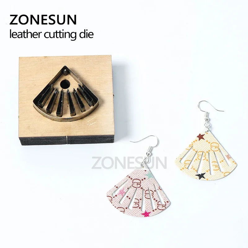 ZONESUN Custom Hand Fan Leather Blade Earring Paper Cutting Die Tool For Die Cutting Machine DIY Punching Clicker Steel Rule Die