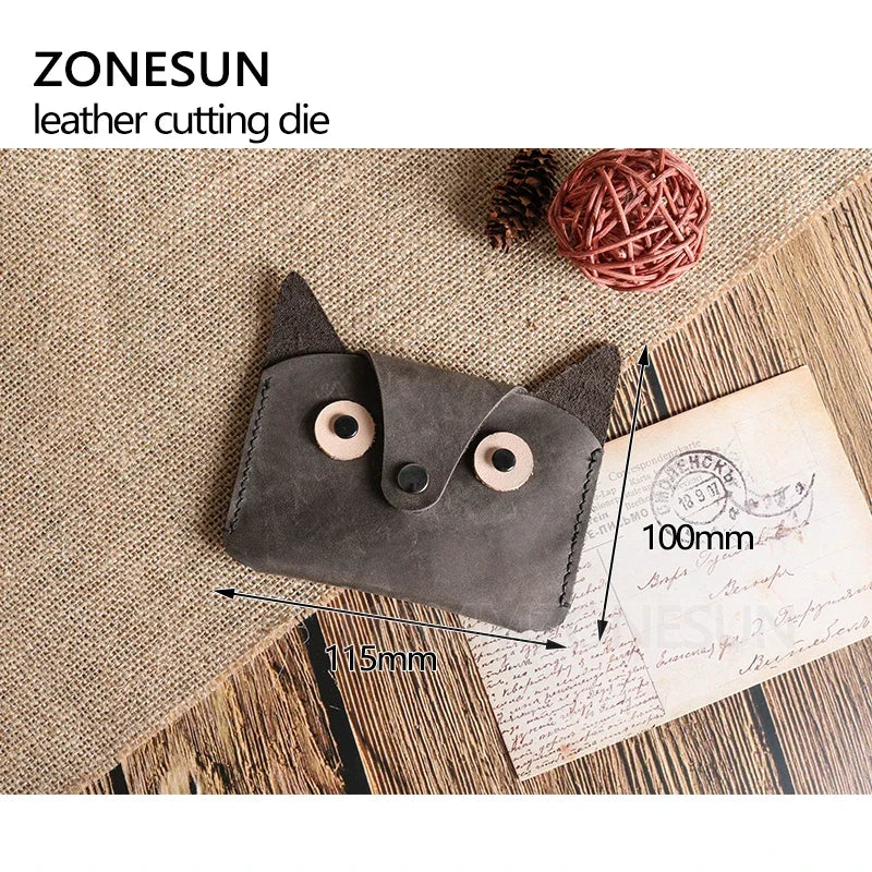 ZONESUN Customized Owl Shape Leather Holder Purse Small Wallet Punching Tool Cutting Die  Mold Animal Japanese Steel