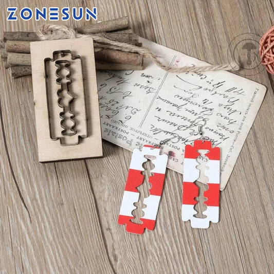 ZONESUN blade shape custom leather paper earring decoration cutting steel rule click press die clicker tool handmade handicraft