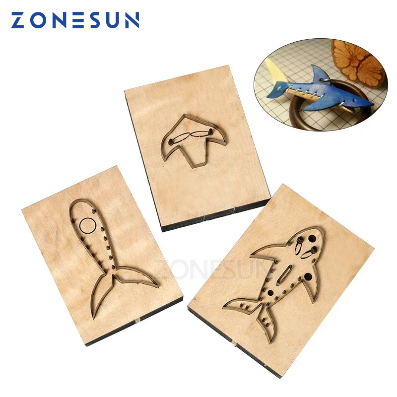 ZONESUN Shark Leather Cutting Die DIY Key Chain Wooden Punching Die Handcraft Template Cutting Mould Cutter Tool