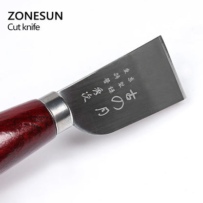ZONESUN One Piece DIY Stainless Steel Leather Cutting Knife Leather Craft Tool With Wooden Cutter Tool Hot Sale