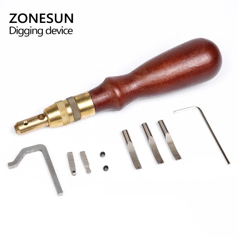 ZONESUN 5 in1 Leather Edge Stitching Groover Craft Tool Edge Stitching Groover Leather Craft Groove