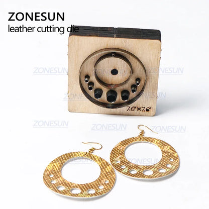 ZONESUN T6 DIY Custom Cutter Leather Earring Cutting Die Leather Cut Out Earring Punch Hand Tool Cut Knife Mould
